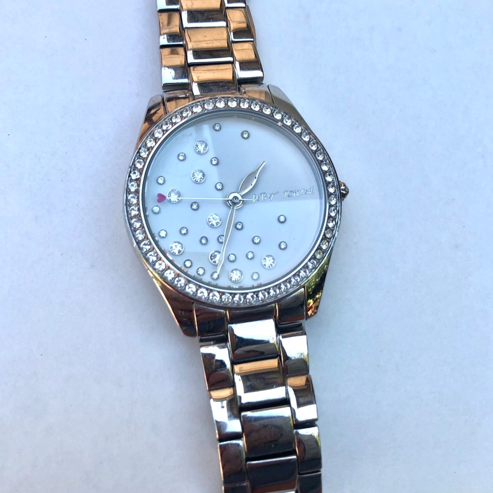 Betsey Johnson Silver Rhinestone Watch